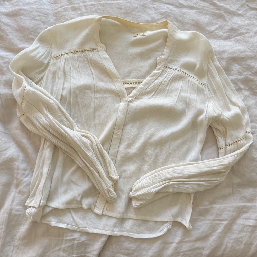Hollister White Button Down Top